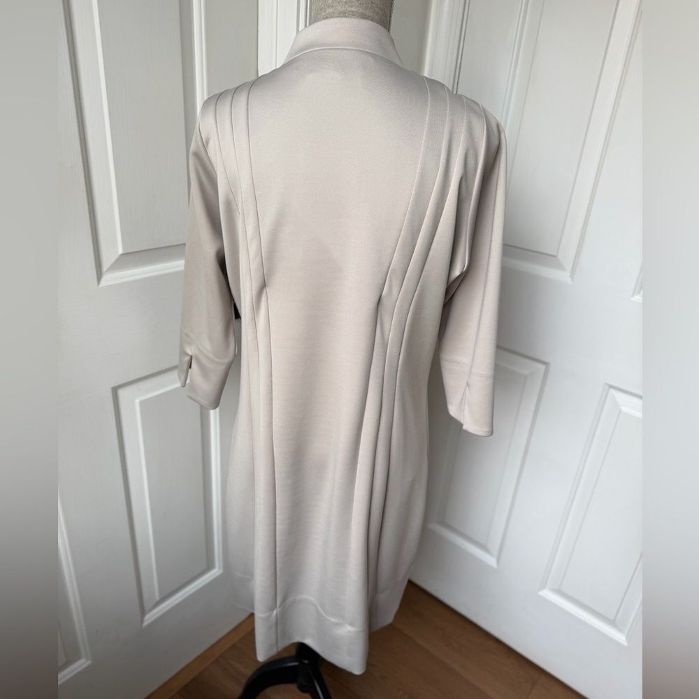GRETCHEN SCOTT Womens Tuck Me In Dress Beige Scuba Sheath Neutral Earthy Size Lg - Picture 4 of 5